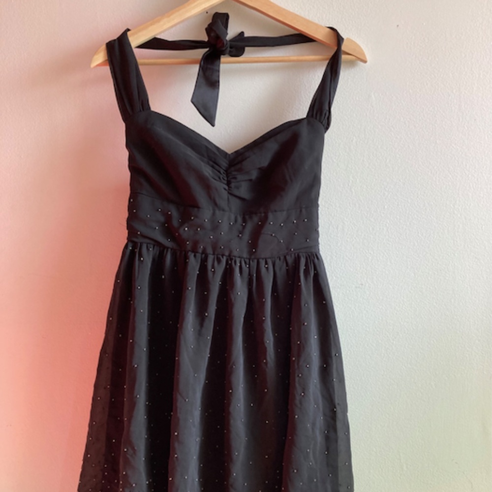 Guess Tutu Black Dress w a Sweetheart Neckline w bead details